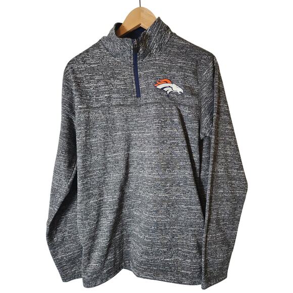 NFL Team Apparel DENVER BRONCOS Gray 1/4 Zip Active Running Casual Shirt SZ S - Picture 1 of 8